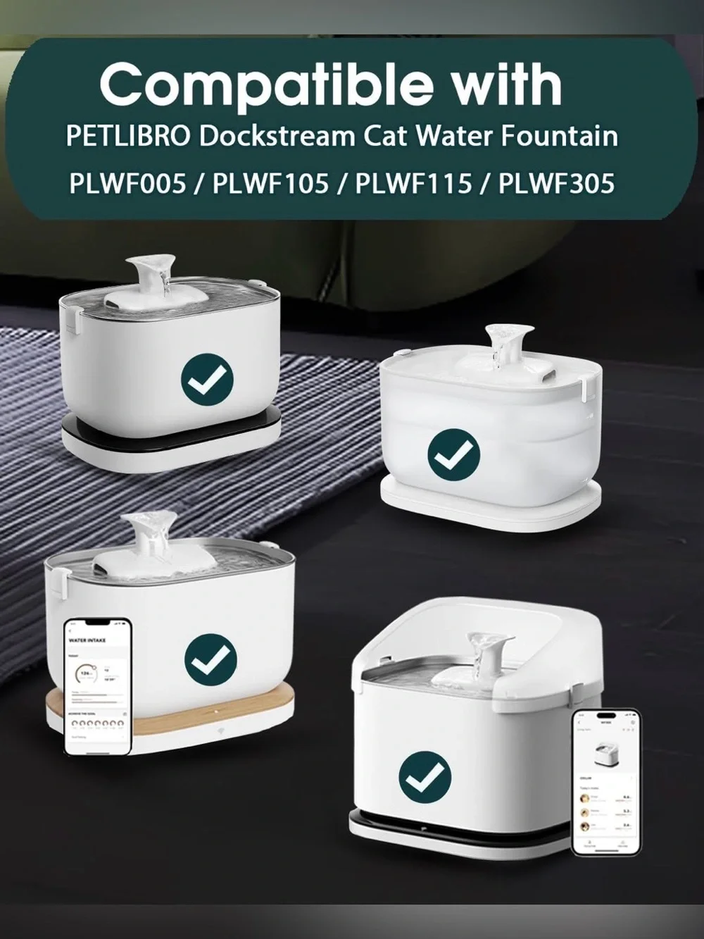 12 Pack Cat Water Fountain Filter fit Petli bro Dockstream Fountain PLWF005 Pet